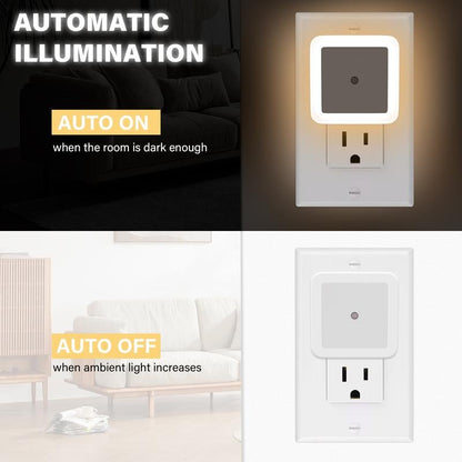 ✨Warm White Night Lights Plug into Wall, Plug in Night Light, Dusk to Dawn Nightlight Led Night Lights for Bedroom, Bathroom, Hallway